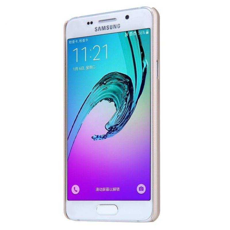 Husa Samsung Galaxy J3 2016 Nillkin Frosted Shield Auriu + Folie de protectie - vivimall.ro