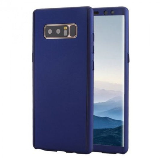 Husă Samsung Galaxy Note 9 Full Cover 360 albastru din plastic, vedere frontală și spate, cu folie protecție inclusă