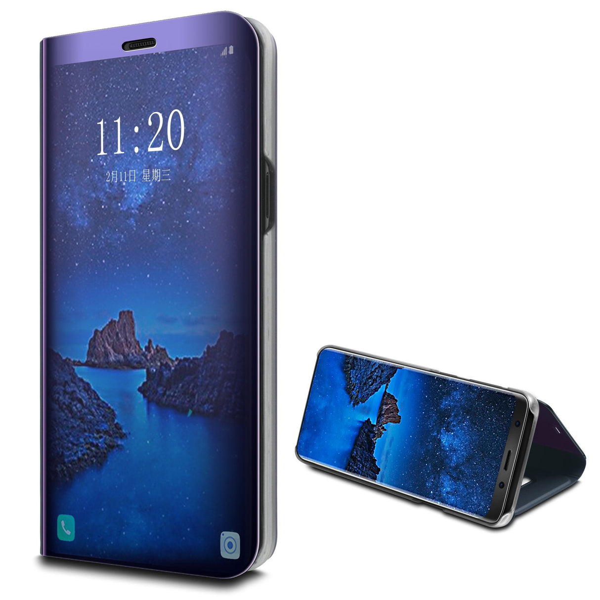 Husa Samsung Galaxy S9 Flip Cover Oglinda Albastru - vivimall.ro