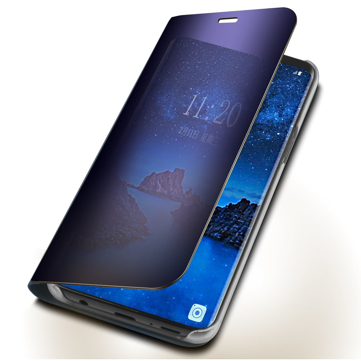 Husa Samsung Galaxy S9 Flip Cover Oglinda Albastru - vivimall.ro