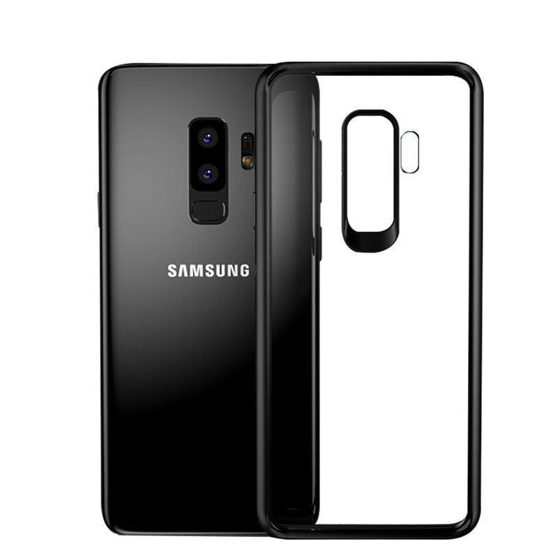 Husa Samsung Galaxy S9 Plus Tpu Transparent cu margini colorate negru - vivimall.ro