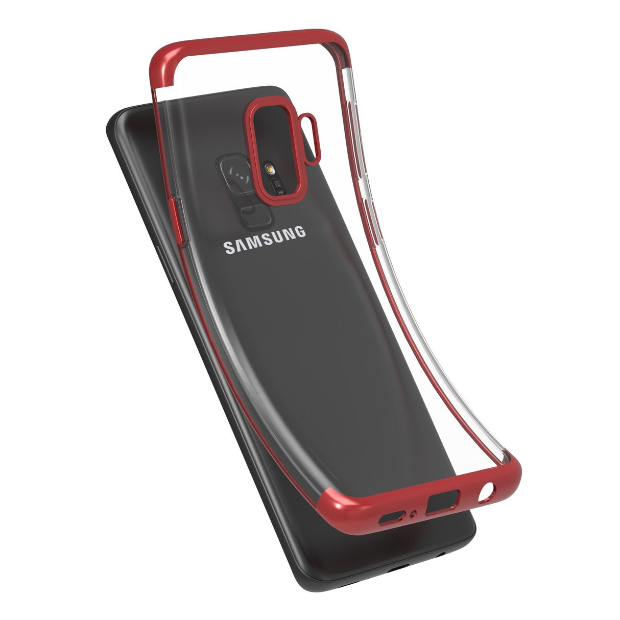 Husa Samsung Galaxy S9 Transparent cu Margini Rosii - vivimall.ro