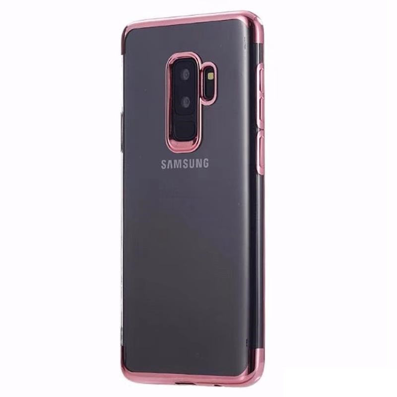 Husa Samsung Galaxy S9 Transparent cu Margini Roz-Aurii - vivimall.ro
