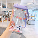 Husa subacvatica Fruity Waterproof Flippy, Snowproof, Universala, Impermeabila, cu Snur, pentru telefon sau documente, Lucky Girl, Mov - vivimall.ro