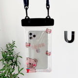 Husa subacvatica Fruity Waterproof Flippy, Snowproof, Universala, Impermeabila, cu Snur, pentru telefon sau documente, Berry Bear, Negru - vivimall.ro