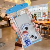 Husa subacvatica Glitter Kids Waterproof Flippy, Snowproof, Universala, cu Snur, pentru telefon sau documente, Tea Girl, Albastru - vivimall.ro