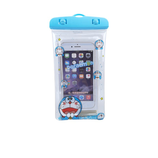 Husa subacvatica Glitter Kids Waterproof Vivimall, Snowproof, Universala, cu Snur, pentru telefon sau documente, Cat, Bleu - vivimall.ro