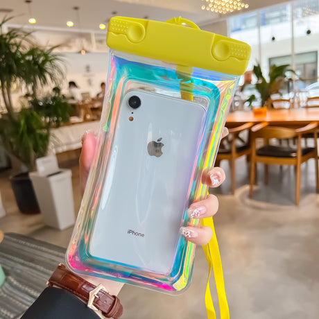 Husa subacvatica Holografica Waterproof Flippy, Snowproof, Universala, Impermeabila, cu Snur, pentru telefon sau documente, Galben - vivimall.ro
