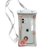 Husa subacvatica Kids Waterproof Flippy, Snowproof, Universala, cu Snur, pentru telefon sau documente, Grapefruit Girl, Alb - vivimall.ro