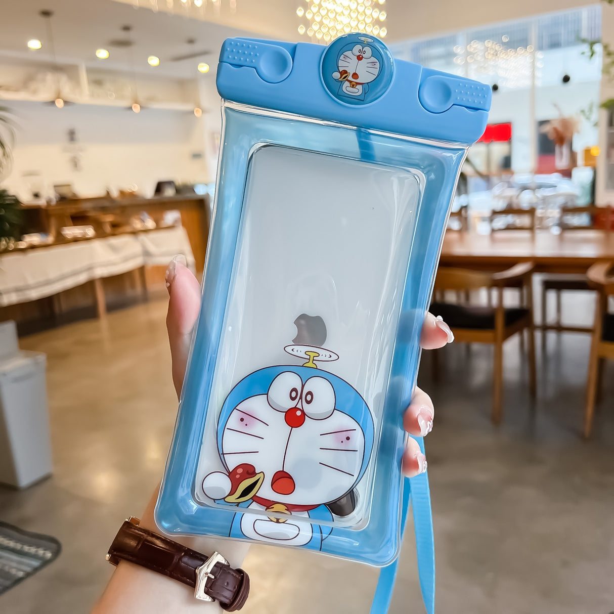 Husa subacvatica Mascot Waterproof Flippy, Snowproof, Universala, cu Snur, pentru telefon sau documente, Cat, Bleu - vivimall.ro