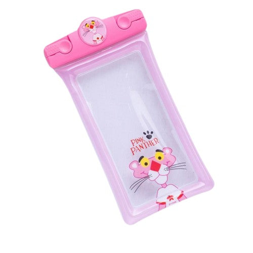 Husa subacvatica Mascot Waterproof Flippy, Snowproof, Universala, cu Snur, pentru telefon sau documente, Pantera, Roz - vivimall.ro