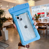 Husa subacvatica Matte Cushion Waterproof Flippy, Snowproof, Universala, cu Snur, pentru telefon sau documente, Bleu - vivimall.ro