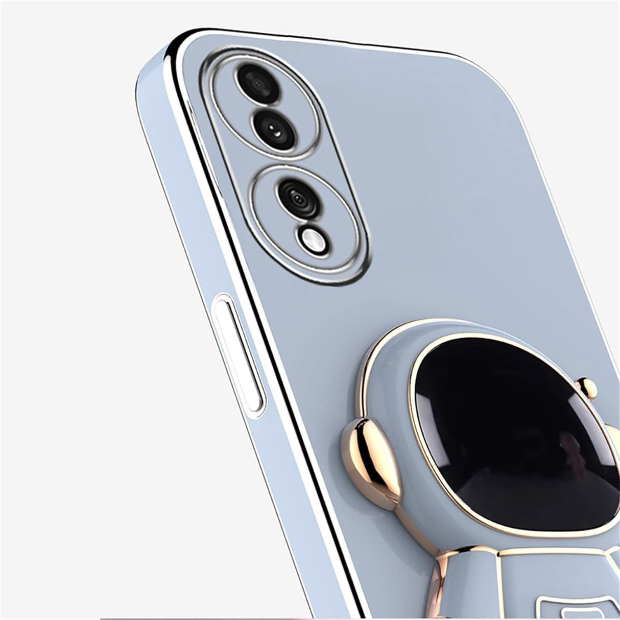 Carcasă TPU albastru pentru Huawei P60 Pro cu suport astronaut desfășurat, unghi lateral