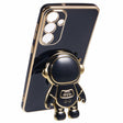 Husă Samsung Galaxy S24 2în1 TPU negru cu suport tip astronaut integrat, vedere frontală