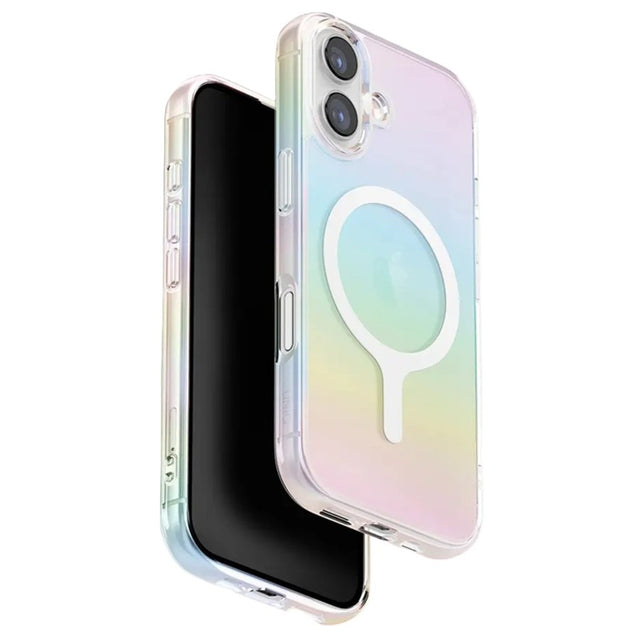 Husă iPhone 17 Cameleon MagSafe cu efect gradient holografic multicolor, vedere frontală