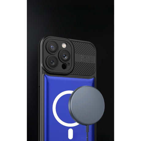 Husă Urban Armor Samsung Galaxy A24 4G albastru, vedere spate, magneți integrați pentru suport auto magnetic