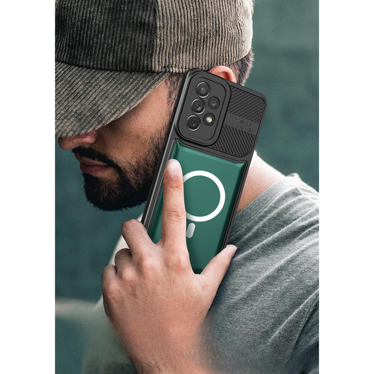 Husă Samsung Galaxy A24 4G Urban Armor verde închis, vedere spate, design slim ergonomic