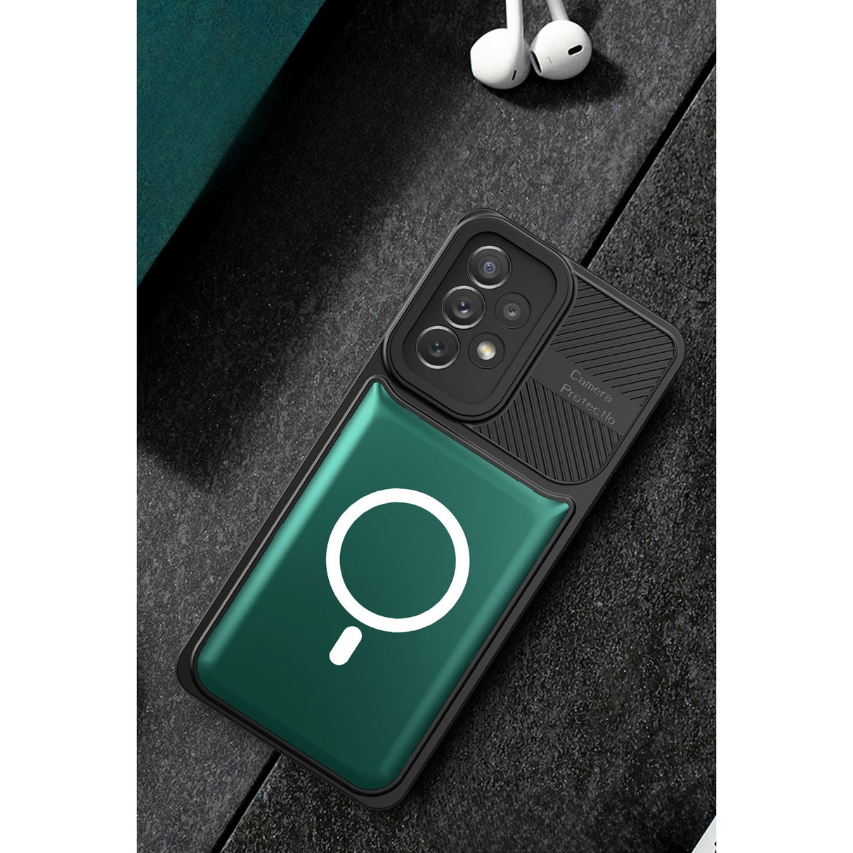 Husă Samsung Galaxy A24 4G Urban Armor verde închis, decupaje precise pentru cameră și butoane