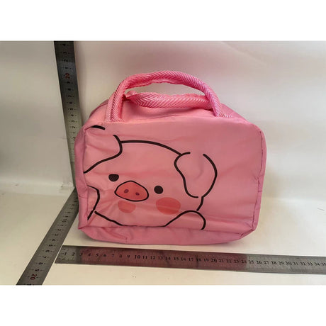 Geantă Frigorifică, Vivimall, cu Desene Animat, Portabilă pentru Copii, de Prânz, din Pânză Oxford, 22x14x19 cm, Model Purcelus, Roz - vivimall.ro