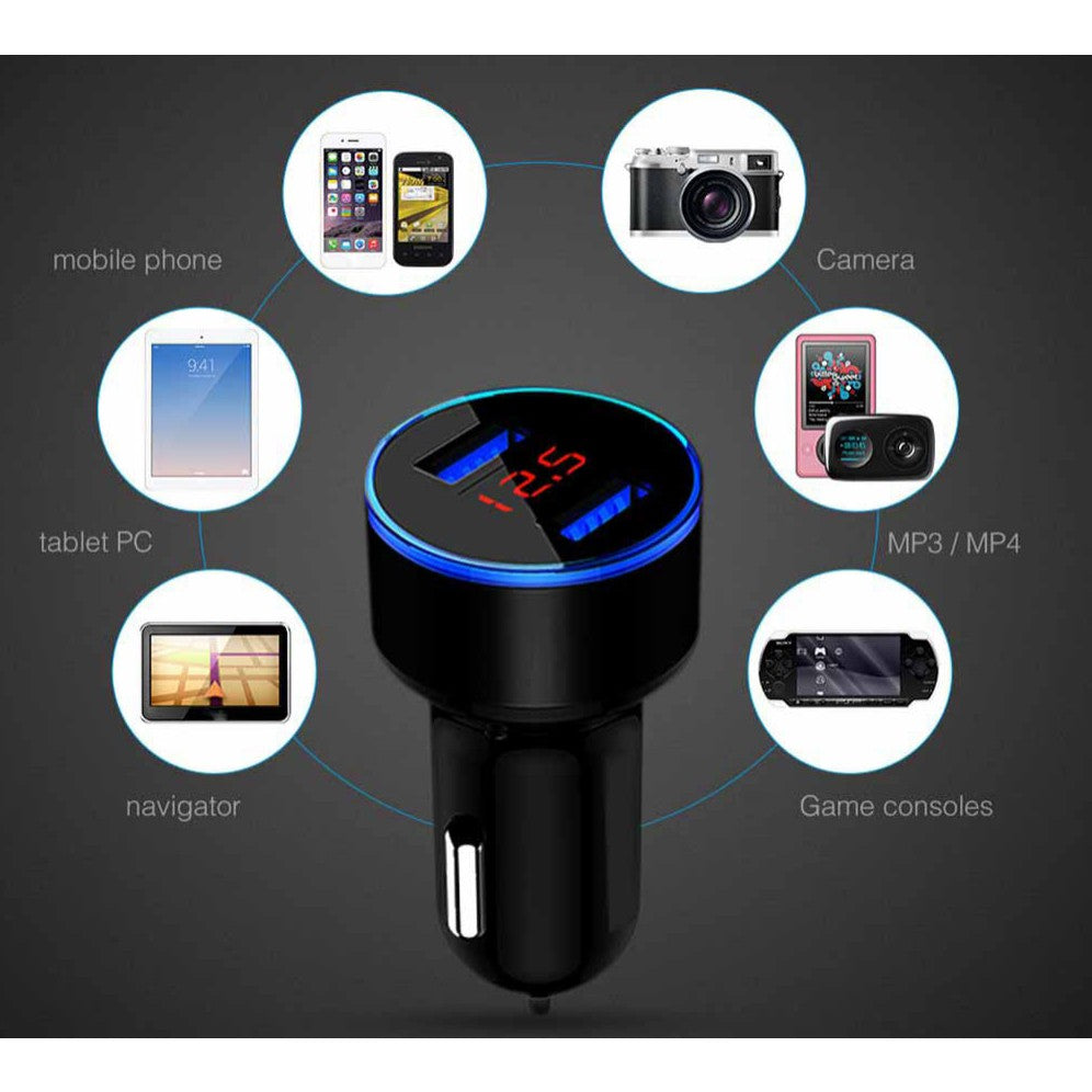 Incarcator Auto Cu Afisaj Digital, Din Metal, 3.1A, Incarcare Rapida 6A Pd+Qc3.0, Dublu Usb - vivimall.ro
