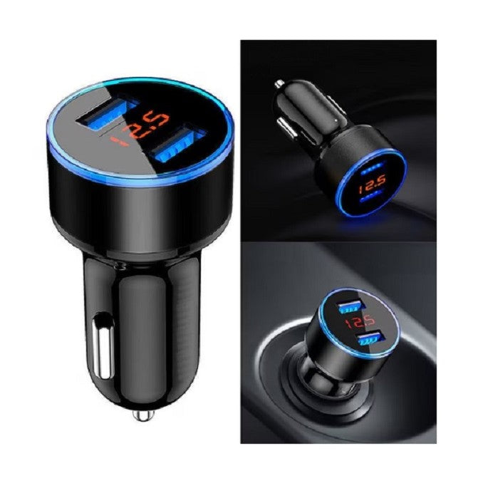 Incarcator Auto Cu Afisaj Digital, Din Metal, 3.1A, Incarcare Rapida 6A Pd+Qc3.0, Dublu Usb - vivimall.ro