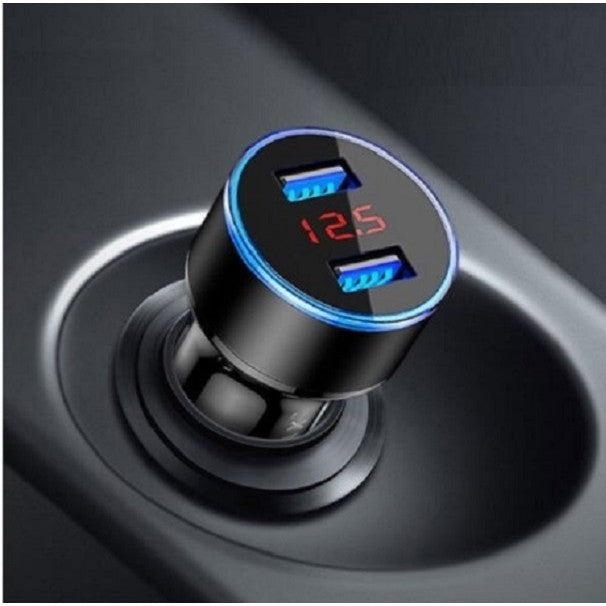 Incarcator Auto Cu Afisaj Digital, Din Metal, 3.1A, Incarcare Rapida 6A Pd+Qc3.0, Dublu Usb - vivimall.ro