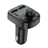 Încărcător auto cu MP3 Player Bluetooth 5.0, 2 x USB și Type C, culoare neagră, vedere frontală