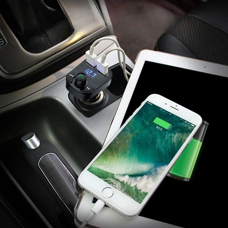 Incarcator Auto Cu Mp3 Player, Bluetooth 5.0, 5V, 2 X Usb, Type C - vivimall.ro