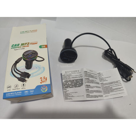 Incarcator Auto cu MP3 Player, Vivimall, Port USB Fast Charge QC3.0 si Type C, PD 20W, Bluetooth, 3 Mufe de Incarcare, Negru - vivimall.ro