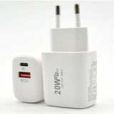 Încărcător fast charging Vivimall dual port USB-A și USB-C, Power Delivery 20W, culoare alb, vedere frontală