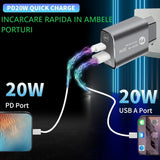 Încărcător rapid 20W Vivimall, vedere laterală cu dimensiuni 9,5 x 5,3 x 5,8 cm
