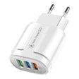 Încărcător rapid QC3.0 Vivimall cu 3 porturi USB, 18W, design alb gama Macarons, vedere frontală