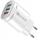 Incarcator Rapid QC3.0, Flippy, 3 Porturi USB, 2.1A, 18W, din ABS, Protectie Supraincalzire, Gama Macarons, Alb - vivimall.ro