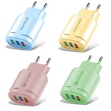 Încărcător Vivimall QC3.0 albastru Macarons în priză, compatibil iPhone Samsung Xiaomi, utilizare reală