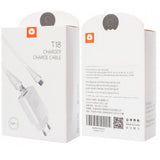 Cablu Type-C 1m din pachetul Flipyy T18 alb, detaliu conector și lungime cablu
