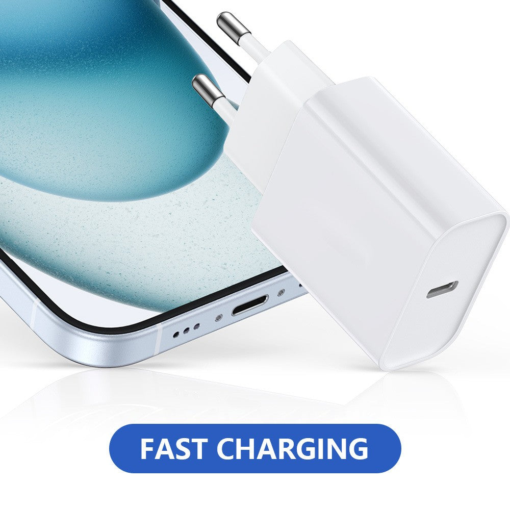 Încărcător Fast Charge 20W Vivimall lângă iPhone, compatibilitate iPhone 8 până la iPhone 14, vedere de sus