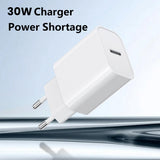 Încărcător Vivimall PD 30W alb cu conector USB-C, design compact European, vedere laterală