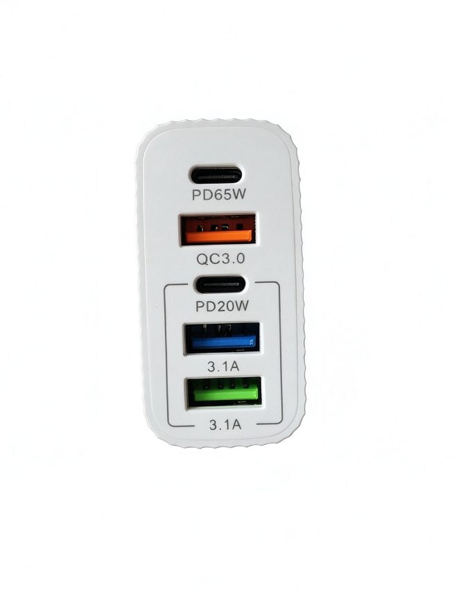 Încărcător Rețea 120W cu 3 USB-A și 2 Type-C, Power Delivery, Alb