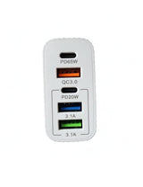 Încărcător Rețea 120W cu 3 USB-A și 2 Type-C, Power Delivery, Alb