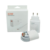 Încărcător rapid 33W USB-A cu cablu USB-C 1m inclus, priză europeană, culoare albă, vedere frontală