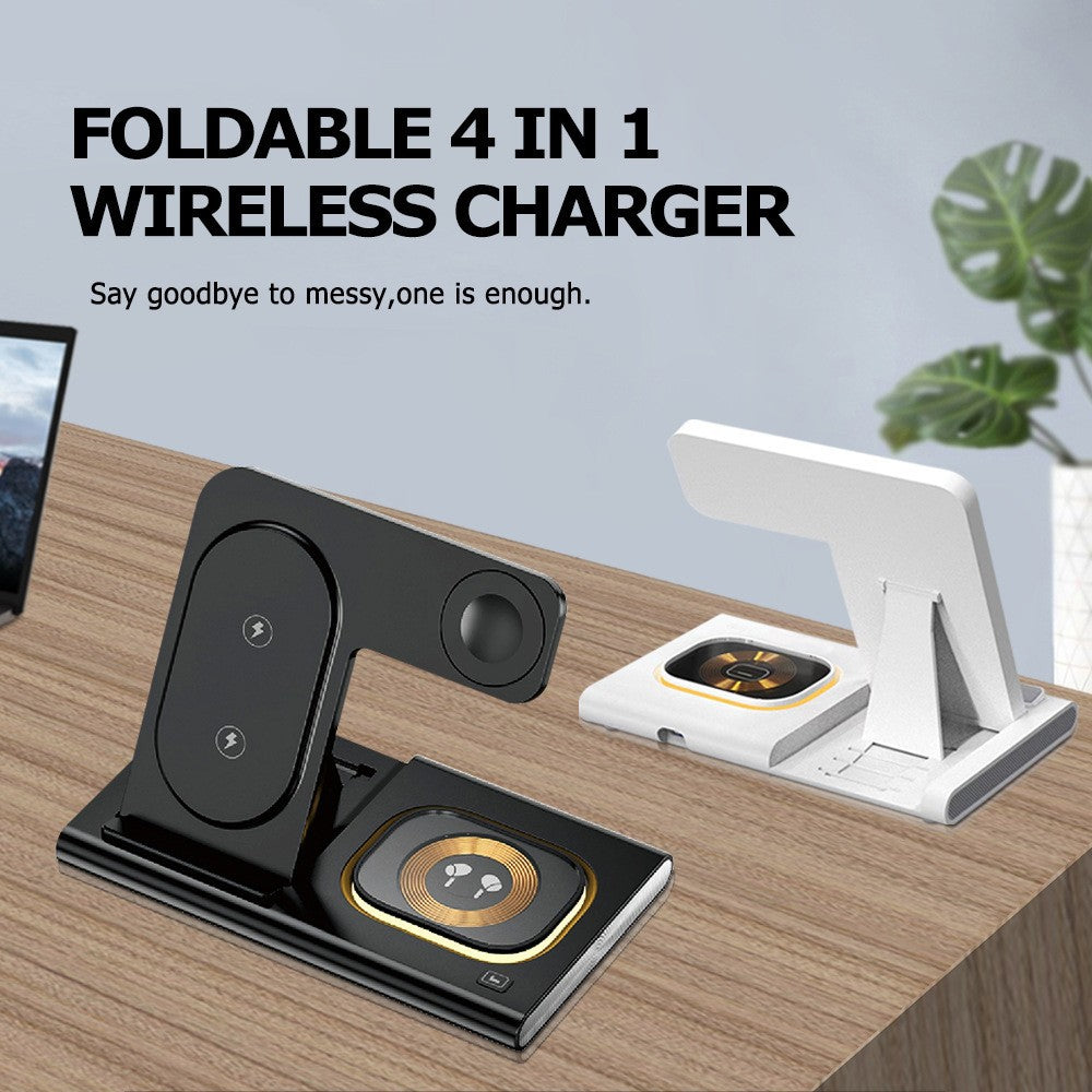 Incarcator Wireless 3 in 1 Fast Charger, Vivimall, Compatibil cu Apple iPhone, iWatch, AirPods, New Design, 15W, 16.5 x 14 x 9.5 cm, Negru - vivimall.ro