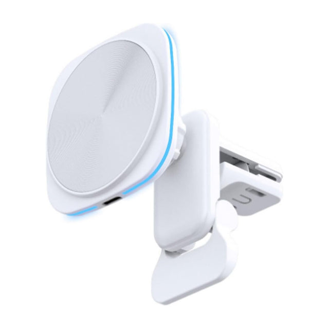 Incarcator Wireless Auto pentru Telefon, Flippy, Statie de Incarcare Magnetica Auto pentru Masina, 15W, 7 x 7 x 6.3 cm, Compatibil cu iOS/Android, Alb - vivimall.ro