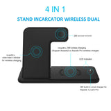 Stație wireless pliabilă neagră cu cablu alimentare 9V/3A conectat, vedere completă
