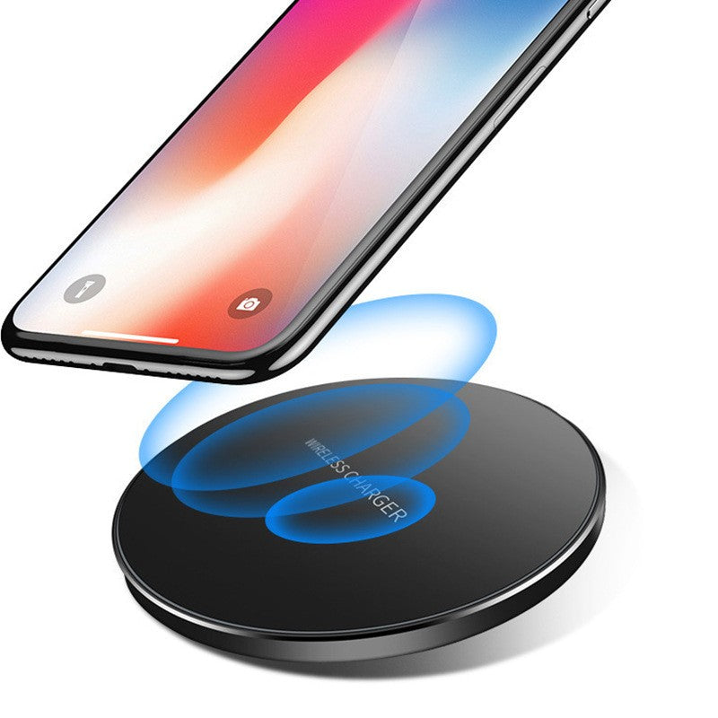 Incarcator Wireless Flippy, Fast Charge, 15W, Ultra Slim, compatibil cu iPhone, cablu inclus, Rotund, Negru - vivimall.ro