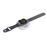 Încărcător magnetic Apple Watch alb desfășurat, vedere de sus 7,5 x 7,5 cm