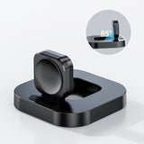 Încărcător magnetic pliabil Apple Watch negru, dimensiuni 7,5 x 7,5 x 1,2 cm, vedere laterală