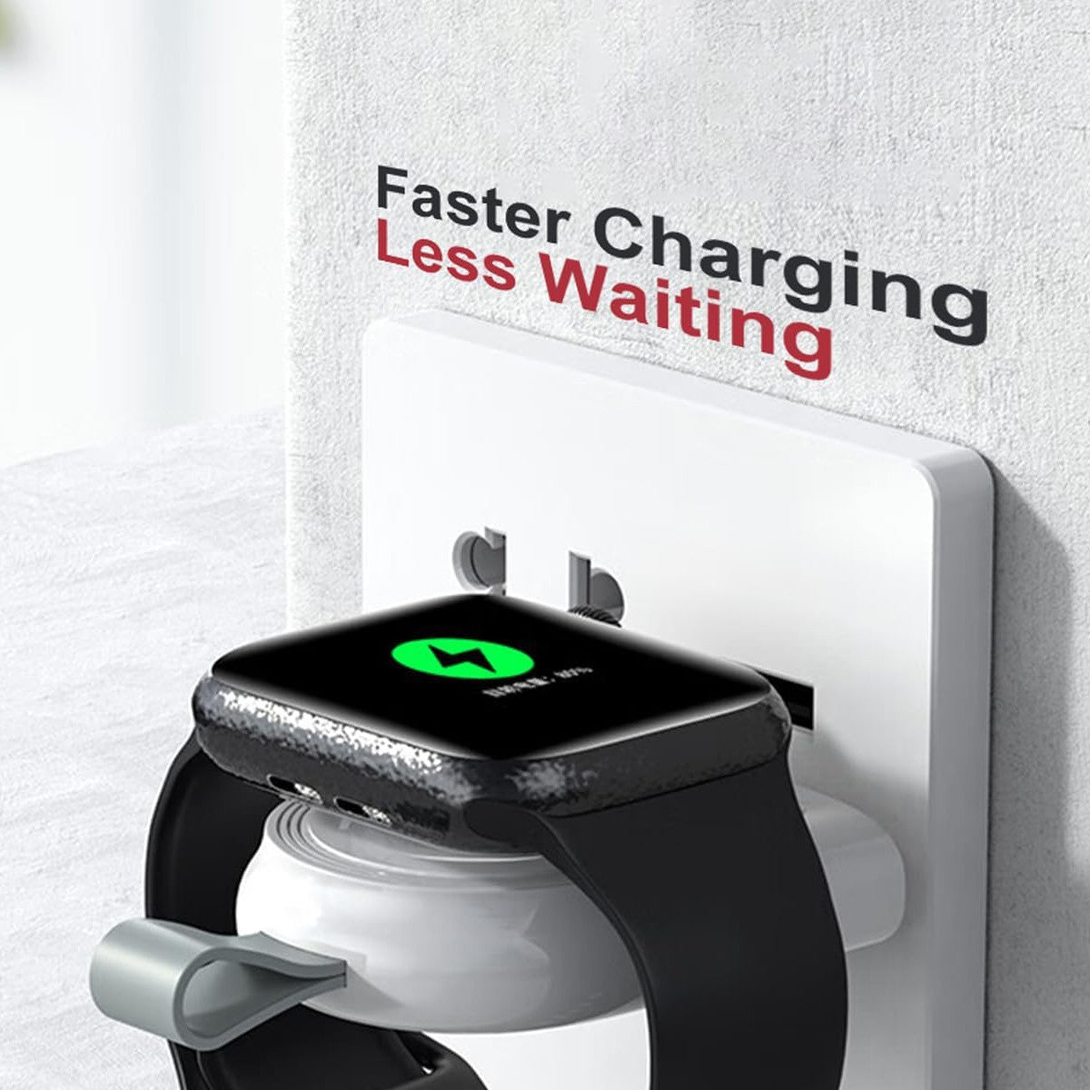 Încărcător magnetic Apple Watch alb, design compact fără cablu suplimentar