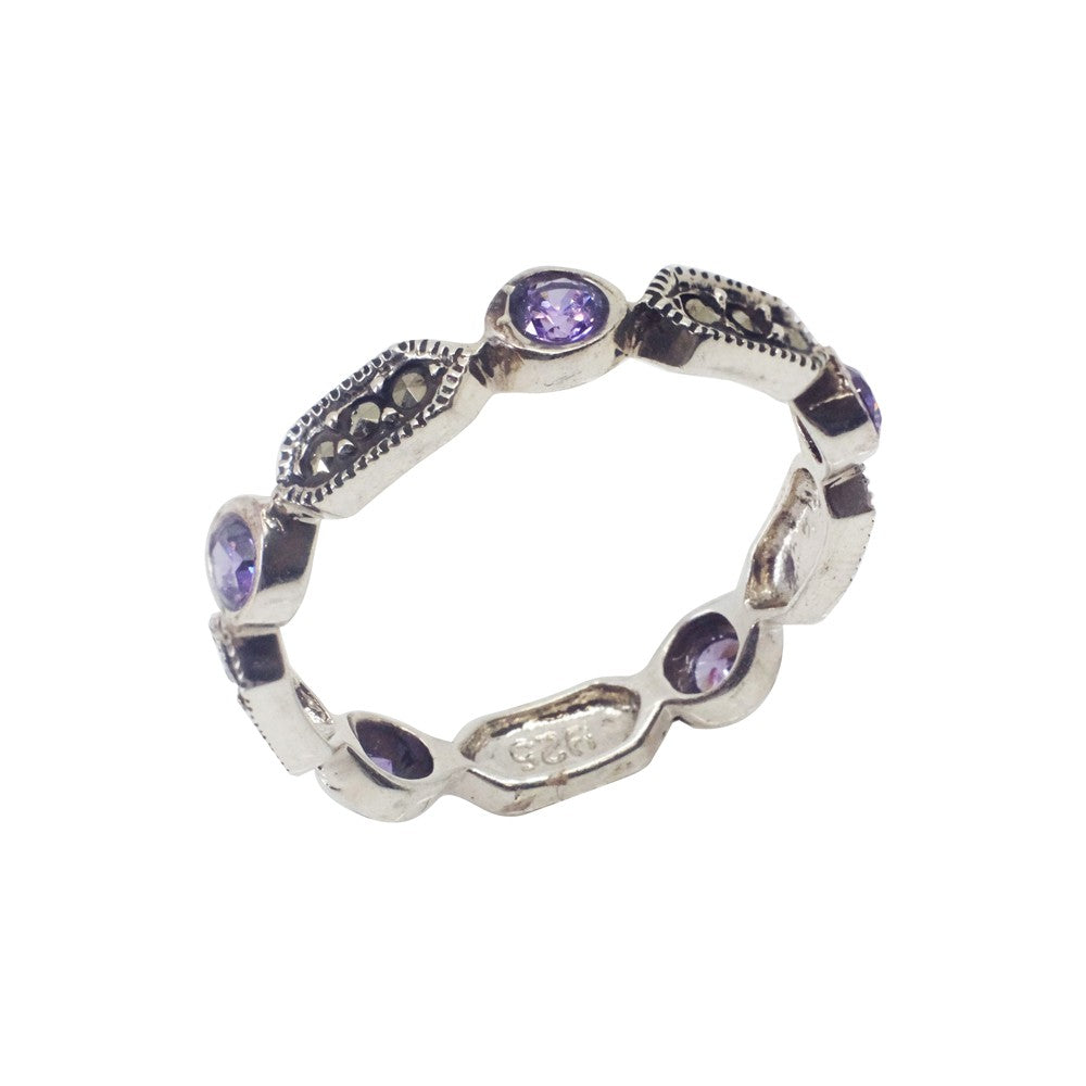 Inel Argint 925 Circular Cu Marcasite Si Zirconii, Marime 54