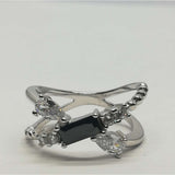 Inel Argint 925 cu Piatra Neagra Dreptunghiulara, M 49 - vivimall.ro