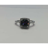 Inel Argint 925 Cu Topaz Mare Patrat M 48